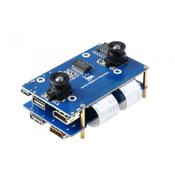 Binocular Camera Base Board Designed for Raspberry Pi Compute Module 4, Optional Interface Expander