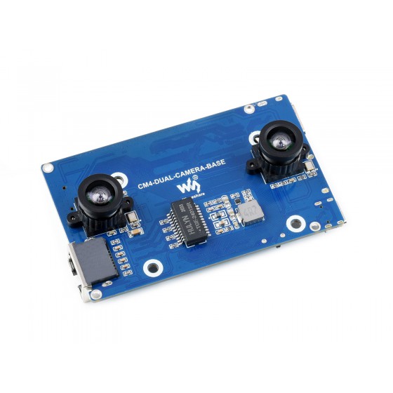 Binocular Camera Base Board Designed for Raspberry Pi Compute Module 4, Optional Interface Expander