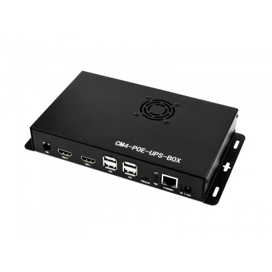 PoE UPS Base Board/Mini-Computer Designed for Raspberry Pi Compute Module 4, Gigabit Ethernet, Dual HDMI, Quad USB2.0