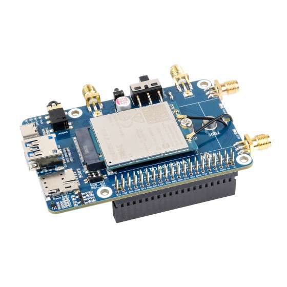 EM06-E LTE Cat-6 HAT for Raspberry Pi, Dual Antennas LTE-A, Multi Regions Multi Band, GNSS