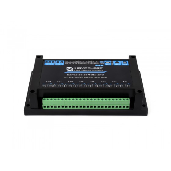 Industrial 8-Channel ESP32-S3 WiFi Relay Module, Onboard isolated RS485 interface, Built-in Xtensa 32-bit LX7 Dual-core Processor, With Multiple Isolation Protection Circuits