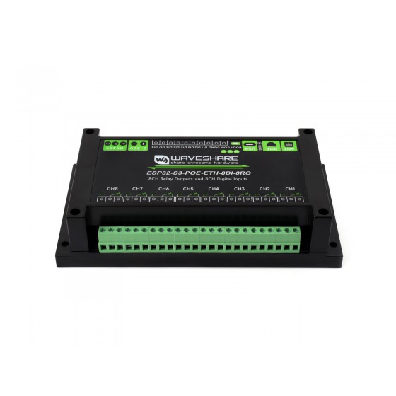 Industrial 8-Channel ESP32-S3 WiFi Relay Module, Onboard isolated RS485 interface, Built-in Xtensa 32-bit LX7 Dual-core Processor, With Multiple Isolation Protection Circuits