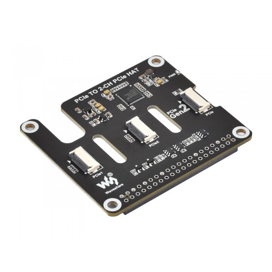 2-Ch PCIe FFC Adapter Board For Raspberry Pi 5, Expands 2-Ch PCIe FFC Connectors, Supports Stacking Multiple PCIe HATs, Raspberry Pi 5 PCIe HAT