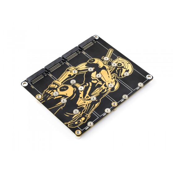 PCIe To 4-Ch M.2 Adapter Board for Raspberry Pi 5, Supports 4-ch NVMe Solid State Drives, Supports Powering The Raspberry Pi 5, Raspberry Pi 5 NVMe