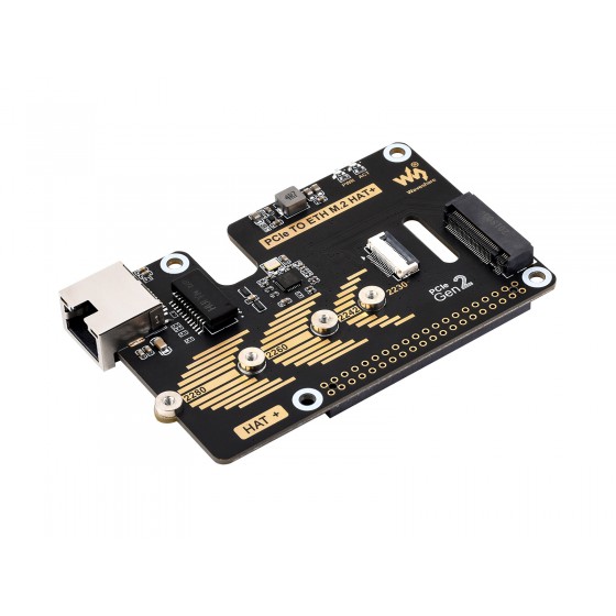 PCIe To ETH And M.2 Adapter for Raspberry Pi 5, Compatible with 2280 / 2260 / 2242 / 2230 size NVMe M.2 SSD, 5Gbps Data Rate, High-speed Reading/Writing, Raspberry Pi 5 NVMe HAT