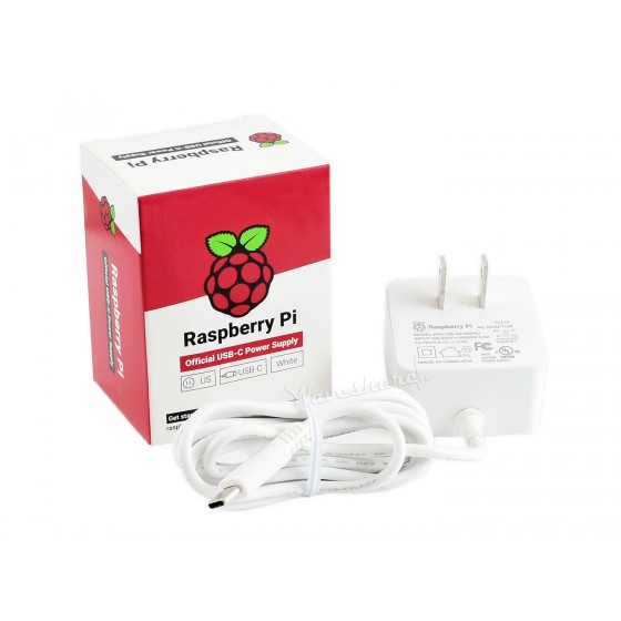 Official USB-C Power Supply for Raspberry Pi 4, US, White/Black