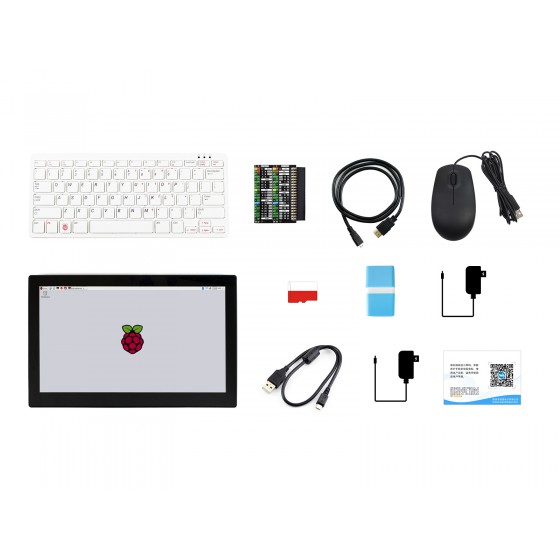 Raspberry Pi 400 with Third-Party Accessories, and 13.3inch HDMI Touch Display