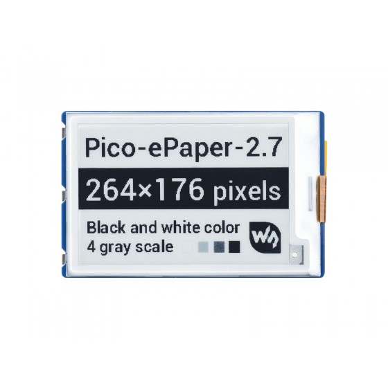2.7inch E-Paper E-Ink Display Module for Raspberry Pi Pico, 264×176, Black / White, 4 Grayscale, SPI