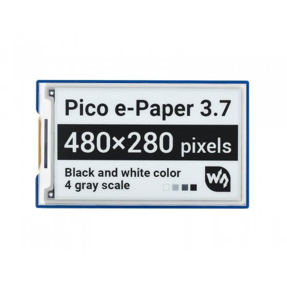 3.7inch E-Paper E-Ink Display Module for Raspberry Pi Pico, 480×280, Black / White, 4 Grayscale, SPI