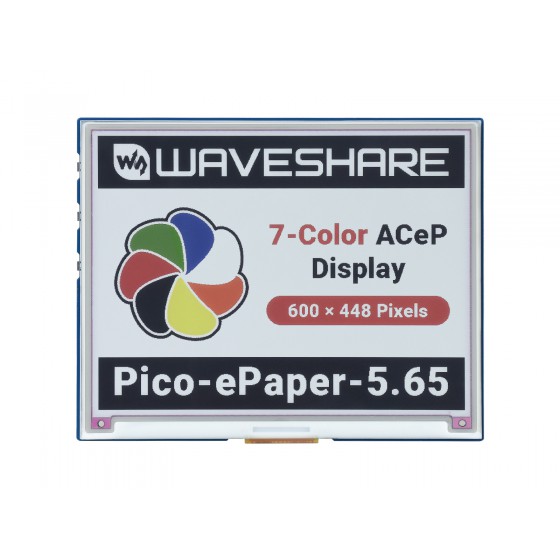 5.65inch Colorful e-Paper E-Ink Display Module for Raspberry Pi Pico, 600×448 Pixels, ACeP 7-Color