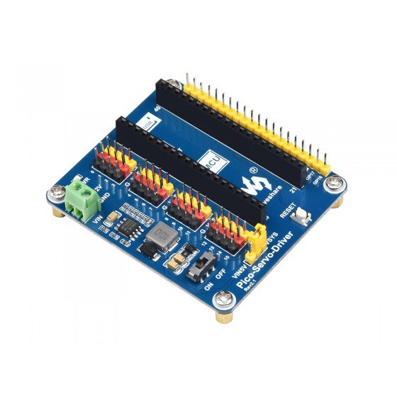 Servo Driver Module for Raspberry Pi Pico, 16-ch Outputs, 16-bit Resolution