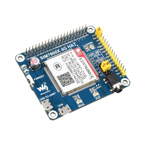 SIM7600CE 4G HAT for Raspberry Pi, LTE Cat-4 4G / 3G / 2G Support, GNSS Positioning, for China