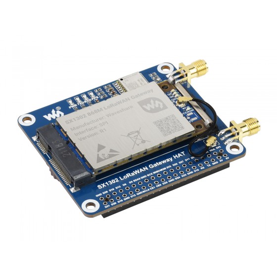 SX1302 LoRaWAN Gateway HAT for Raspberry Pi, SX1302 868M EU868, GNSS Module