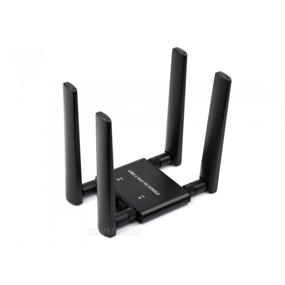 5G DONGLE Expansion Board, USB 3.2 Port, Aluminum Alloy Case, Quad Antennas, Onboard M.2 Key B Interface, Options For 5G Module