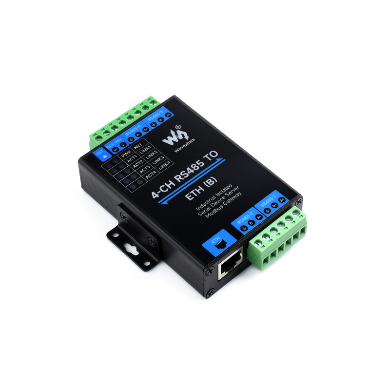 4-Ch RS485 to RJ45 Ethernet Serial Server, 4 Channels RS485 Independent  Operation, Rail-mount Industrial Isolated Serial Module, Bi-directional  Transparent Transmission, Modbus Gateway, optional PoE function