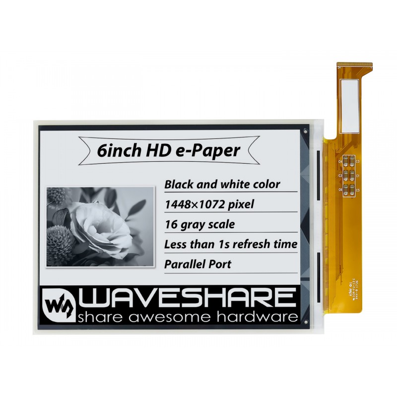 1448×1072 high definition, 6inch E-Ink raw display, black/white, 16 ...