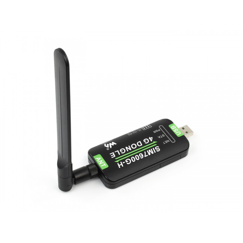SIM7600G-H 4G DONGLE with antenna, industrial grade 4G communication and GNSS peripheral, global band support