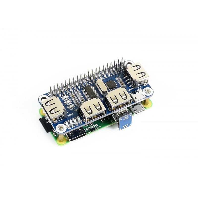 4 Port USB HAT for Raspberry Pi, USB to UART Onboard