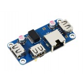 Ethernet / USB HUB HAT (B) for Raspberry Pi Series, 1x RJ45, 3x USB 2.0