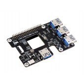 PCIe To USB 3.2 Gen1 HAT for Raspberry Pi 5, PCIe to USB HUB, 4x High Speed USB Ports, driver-free, plug and play, HAT + Standard