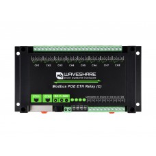 Dual Ethernet Ports 8-ch Relay Module (C), Modbus RTU Protocol, PoE Power Supply, With Various Isolation And Protection Circuits, Industrial Grade Rail-Mount Case