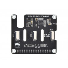 2-Ch PCIe FFC Adapter Board For Raspberry Pi 5, Expands 2-Ch PCIe FFC Connectors, Supports Stacking Multiple PCIe HATs, Raspberry Pi 5 PCIe HAT