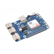 Cat-1/GNSS HAT for Raspberry Pi, Based On SIM7670G module, Global Multi-band LTE 4G Cat-1 support, GNSS positioning, 3x USB 2.0 extended ports