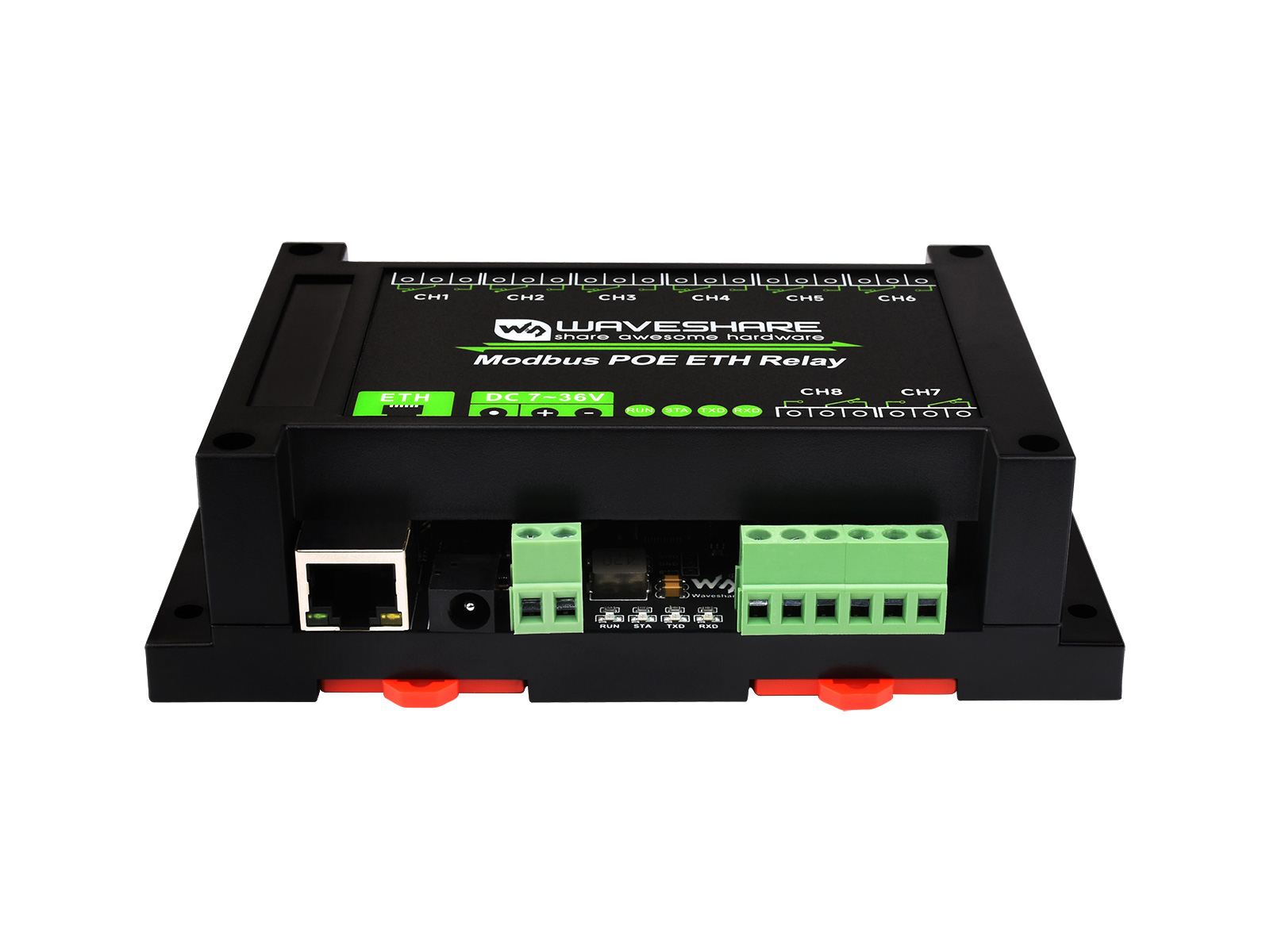8-ch Ethernet Relay Module, Modbus RTU/Modbus TCP Protocol, PoE port  Communication, With Various Isolation And Protection Circuits