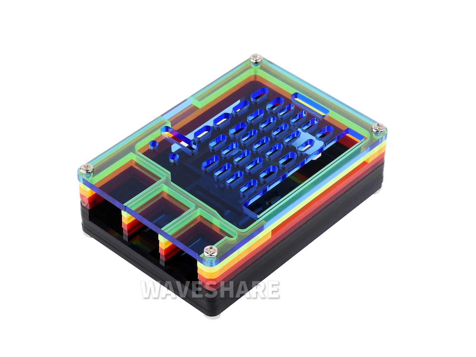 Rainbow Acrylic Case for Raspberry Pi 5, Colorful Translucent Acrylic Case,  Supports installing Official Active Cooler