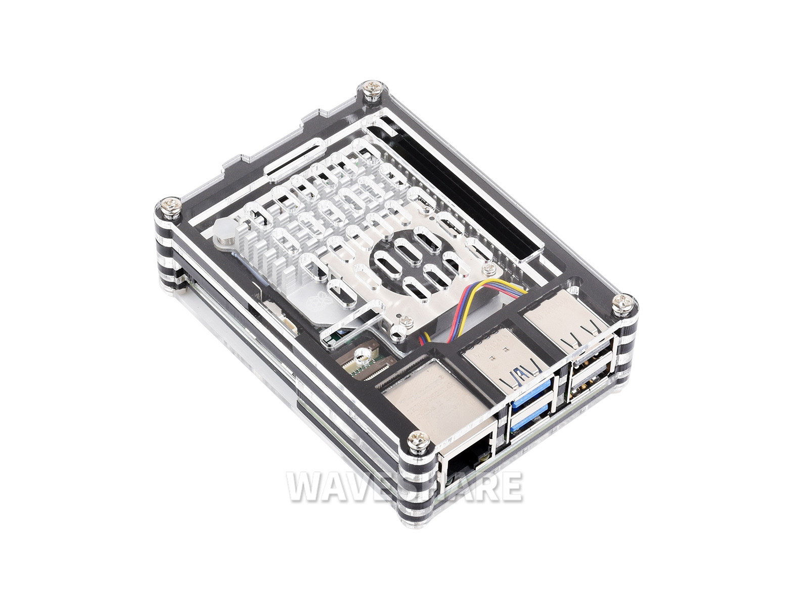 Raspberry Pi 5 Case, 5 Layers Acrylic Case for Raspberry Pi 5 4GB/8GB